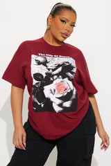 City Of Roses Oversized Tee - Burgundy