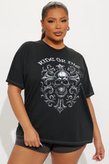Ride Or Die Cross Washed Tee - Black