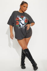 Playboy Roses Washed Oversized Tee - Black