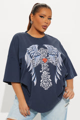 Elevated Love Washed Tee - Navy Wash