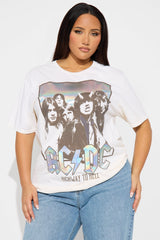 ACDC Washed Iridescent Oversized Tee - Cream