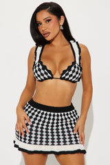 Check Mate Sweater Skirt Set - Black/White