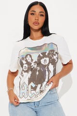 ACDC Washed Iridescent Oversized Tee - Cream