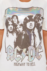 ACDC Washed Iridescent Oversized Tee - Cream