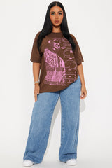 Biggie Spread Love Washed Oversized Tee - Dark Brown