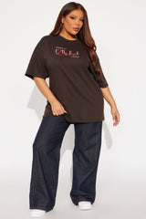 Free Love Multi Hit Oversized Tee - Brown