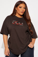 Free Love Multi Hit Oversized Tee - Brown