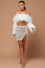 Kourt Embellished Mini Skirt - White/Silver