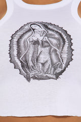 Keep You In My Prayers Ribbed Tank Top - White