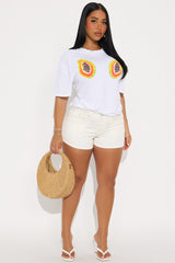 Papaya Summer Washed Oversized Tee - White