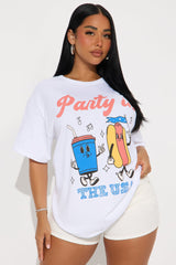 Party In The USA Hotdog Oversized Tee - White
