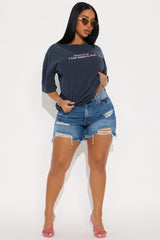 Bilingual Haha Jaja Washed Tshirt - Navy Wash