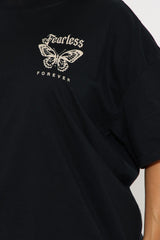Feeling Fearless Butterfly Washed Tee - Black