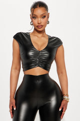 Raven Faux Leather Pant Set - Black