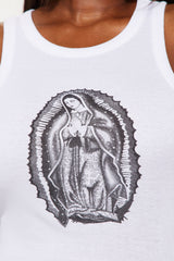Keep You In My Prayers Ribbed Tank Top - White