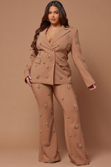 Verona Embellished Pant - Mocha
