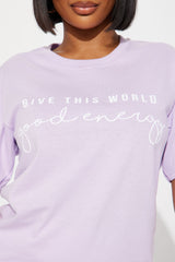 Give This World Good Energy Short Sleeve Tee - Lavender