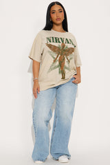 Nirvana Utero Star Washed Oversized Tee - Sand