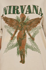 Nirvana Utero Star Washed Oversized Tee - Sand