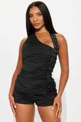 Lidia Belted Strap Short Set - Black