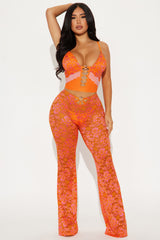 Secret Desire Lace Pant Set - Orange