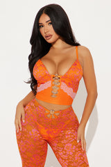 Secret Desire Lace Pant Set - Orange