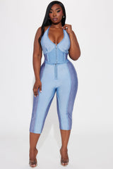 LaLa Bandage Capri Legging Set - Blue