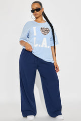 I Love LA Washed Oversized Tee - Light Blue