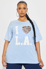 I Love LA Washed Oversized Tee - Light Blue