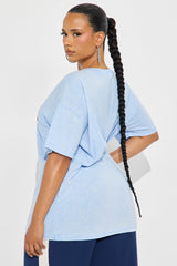 I Love LA Washed Oversized Tee - Light Blue