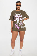 New York Butterfly Oversized Tee - Dark Olive