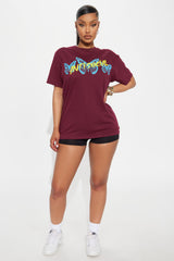 Anti Social Energy Graphic Tee - Burgundy