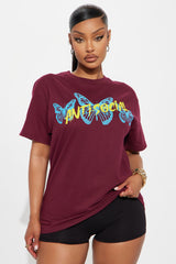 Anti Social Energy Graphic Tee - Burgundy