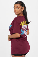Anti Social Energy Graphic Tee - Burgundy