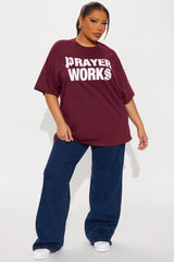 Prayer Works Oversized Tee - Burgundy