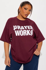 Prayer Works Oversized Tee - Burgundy