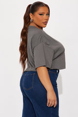 Pretty As A Picture Cropped Tee - Charcoal