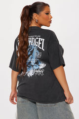 Lost Angel Washed Tee  - Black Wash