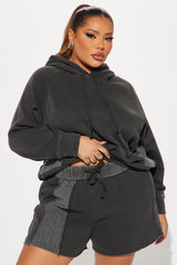 Just Lounging Fleece Short Set - Charcoal