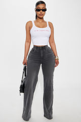 It's The Tequila Talking Ribbed Tank Top - White