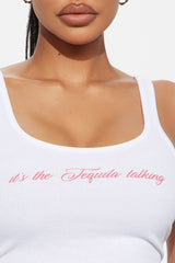 It's The Tequila Talking Ribbed Tank Top - White