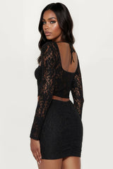 Siren Lace Skirt Set - Black