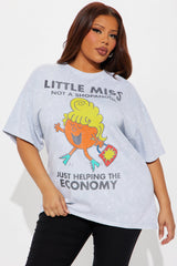 Little Miss Shopaholic Washed Oversized Tee - Grey