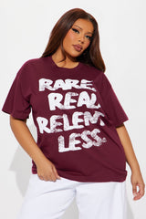 Rare Real Relentless Tee - Burgundy