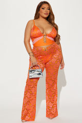 Secret Desire Lace Pant Set - Orange