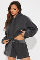 Just Lounging Fleece Short Set - Charcoal