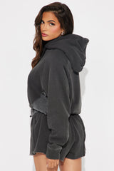 Just Lounging Fleece Short Set - Charcoal