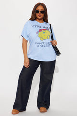 Little Miss Can't Keep A Secret Washed Oversized Tee - Light Blue