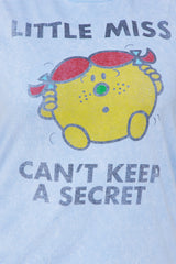 Little Miss Can't Keep A Secret Washed Oversized Tee - Light Blue