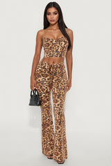 Jungle Dreams Sequin Pant Set - Brown/combo